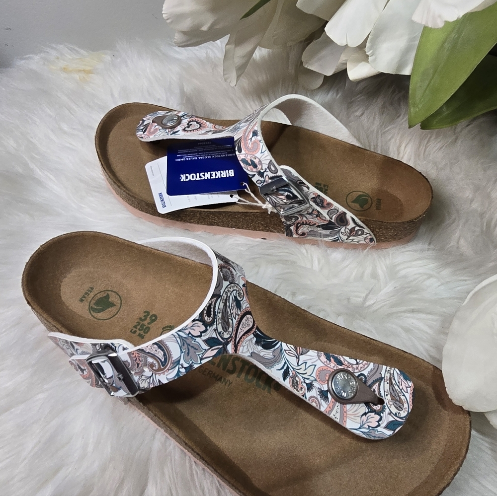 Birkenstock Gizeh Paisley Pattern (Vegan) Womens Paisley Light Rose New - Picture 6 of 6